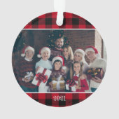 カスタム2フォトレッ素朴ドバッファロー格子 オーナメント (裏面)