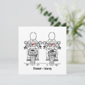 カスタム2ブリデスバイクもしくは自転車に乗る人オートバイレズ結婚ズ 招待状 (スタンド正面)