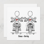 カスタム2ブリデスバイクもしくは自転車に乗る人オートバイレズ結婚ズ 招待状 (正面/裏面)