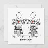 カスタム2ブリデスバイクもしくは自転車に乗る人オートバイレズ結婚ズ 招待状 (正面)