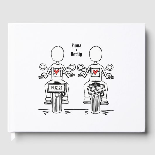 カスタム2ブリデスバイクもしくは自転車に乗る人オートバイ夕べ結婚ズ ゲストブック (正面)