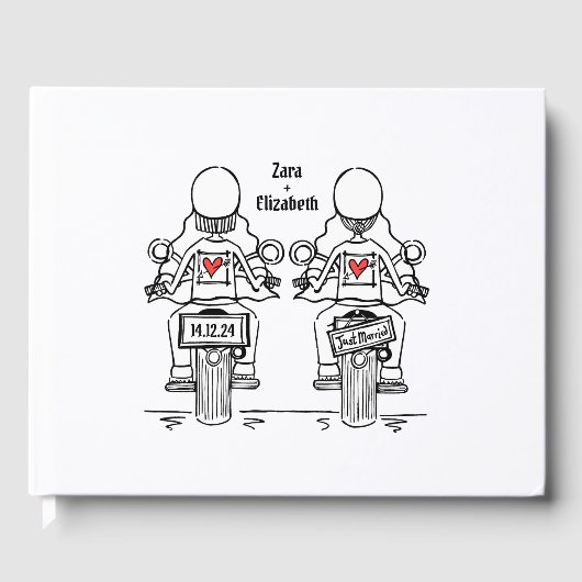 カスタム2ブリデスバイクもしくは自転車に乗る人オートバイ夕べ結婚ズ ゲストブック (正面)