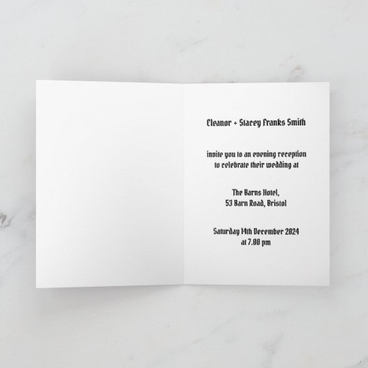 カスタム2ブリデスバイクもしくは自転車に乗る人オートバイ夕べ結婚ズ 招待状 (内部)