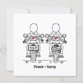 カスタム2ブリデスバイクもしくは自転車に乗る人オートバイ夕べ結婚ズ 招待状