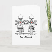 カスタム2ブリデスバイクもしくは自転車に乗る人オートバイ結婚ズ 招待状 (正面)