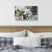 カスタム2ペットポートレート | 印刷可パーソナライズされた能A キャンバスプリント (インサイチュ (寝室))