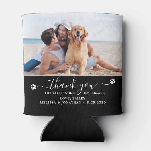 カスタム2ペット写真サンキュードッグ結婚式の引き出物 缶クーラー (裏面)