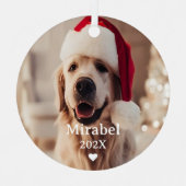カスタム2ペット写真&モノグラム名 メタルオーナメント (正面)