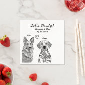 カスタム2ペット描パーソナライズされたのナ結婚プキン スタンダードカクテルナプキン (インサイチュ)