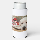 カスタム2写真かわいい家族ペットキッズドッグ スリム缶クーラー (Seltzer裏面)
