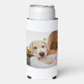 カスタム2写真かわいい家族ペットキッズドッグ スリム缶クーラー (Seltzer正面)