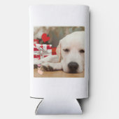 カスタム2写真かわいい家族ペットキッズドッグ スリム缶クーラー (裏面)