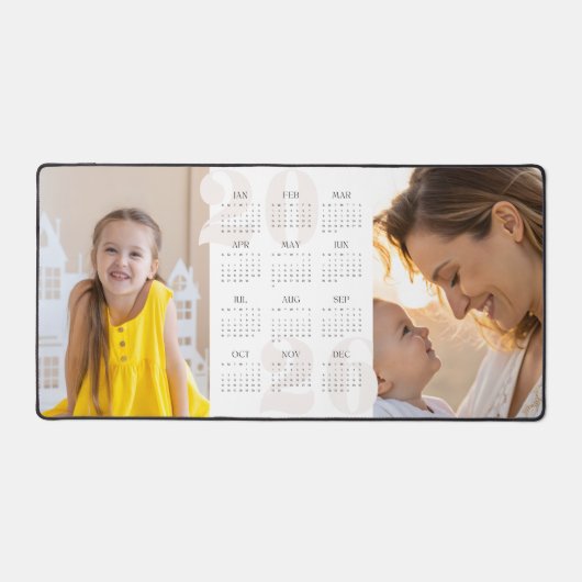 カスタム2写真と年カレンダー2026大型マウス デスクマット (正面)