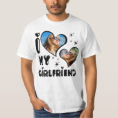 カスタム2写真ガールフレンドの背中と前が大好き Tシャツ (正面)