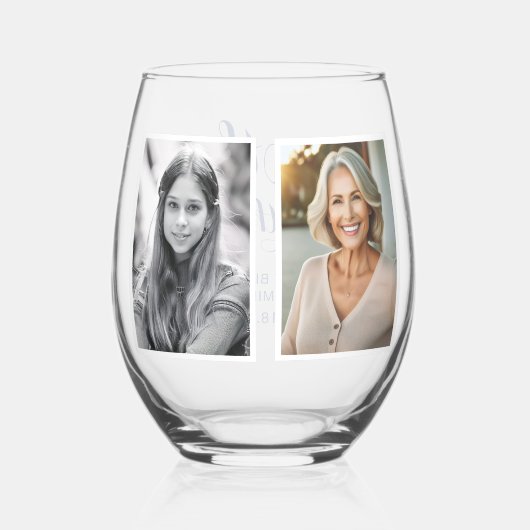 カスタム2写真コラージュ60誕生日 ステムなしワイングラス (正面)