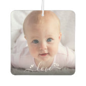 カスタム2写真パーソナライズされたモダン「Love」スクエア カーエアーフレッシュナー (正面)