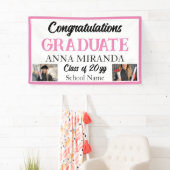 カスタム2写真ピンクおめでとう大学院卒業 横断幕 (インサイチュ)