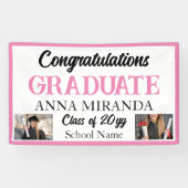 カスタム2写真ピンクおめでとう大学院卒業 横断幕 (横)
