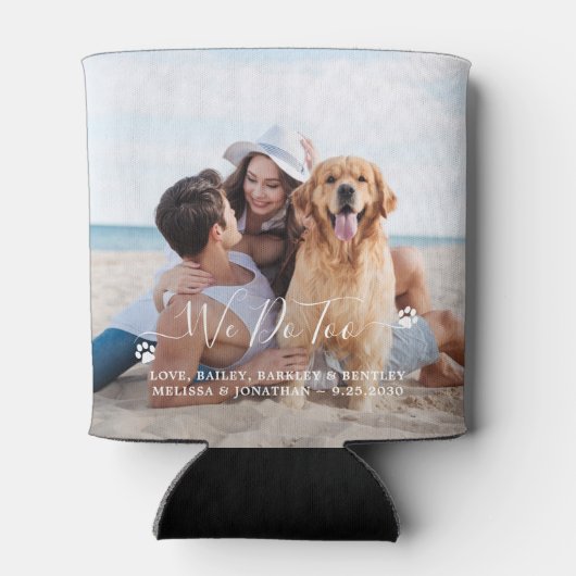 カスタム2写真ペット犬の結婚式の引き出物 缶クーラー (裏面)