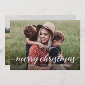 カスタム2写真メリークリスマスファミリーシモダンック シーズンカード (正面/裏面)