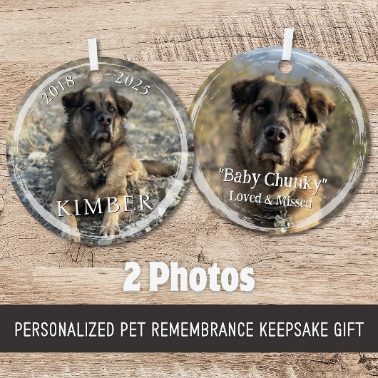 カスタム2写真名年記念ペット記念碑 メタルオーナメント