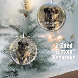 カスタム2写真名年記念ペット記念碑 メタルオーナメント