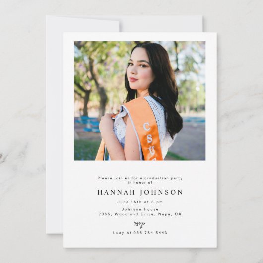 カスタム2写真筆跡卒業 招待状 (裏面)