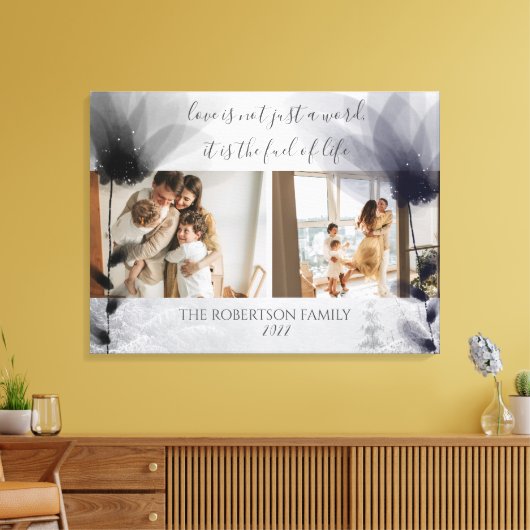 カスタム2家族の写真フローラオーバーレイKeepsake キャンバスプリント (インサイチュ (リビング))