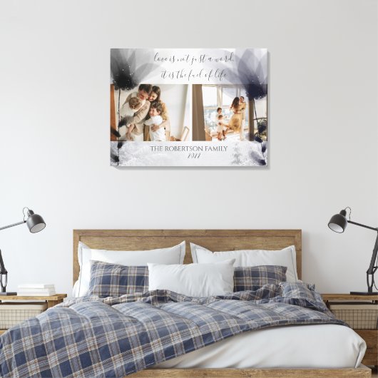 カスタム2家族の写真フローラオーバーレイKeepsake キャンバスプリント (インサイチュ (寝室))