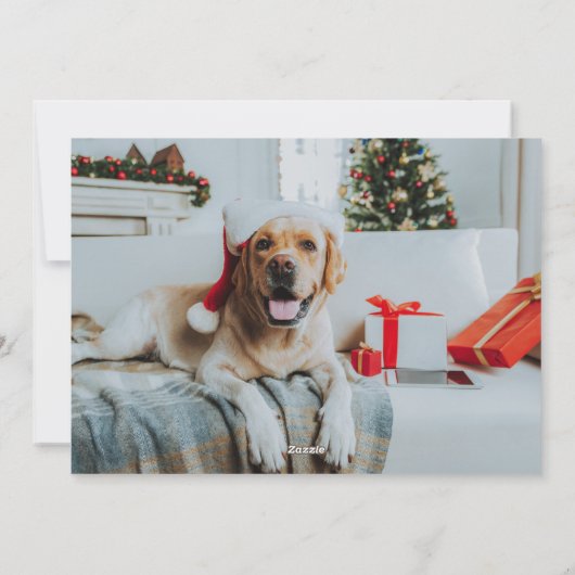 カスタム2枚の写真おもしろいペット犬ウーフクリスマスおもしろい シーズンカード (裏面)