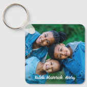 カスタム2枚の写真がモダン可愛いパーソナライズされた家族 キーホルダー (正面)