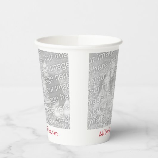 カスタム2枚の写真または画像2枚のメッセージ紙カップ 紙コップ (左)