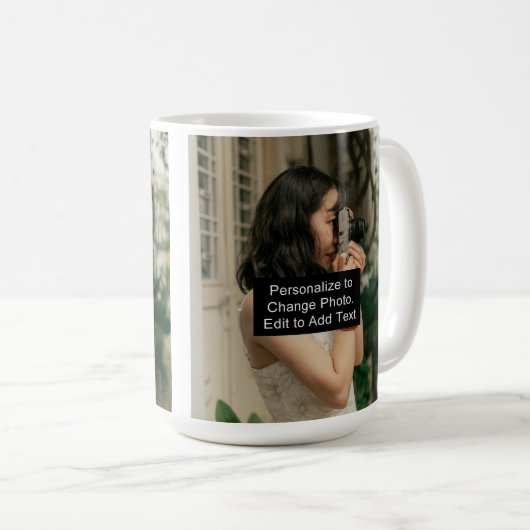 カスタム2枚の写真アートワーククラシックスローガン15oz コーヒーマグカップ (正面右)