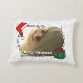 カスタム2枚の写真クリスマスサンタハットペットホホホホホHO アクセントクッション (裏面)