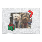 カスタム2枚の写真クリスマスサンタハットペットホホホホホHO 枕カバー (正面左)