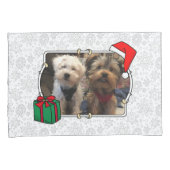 カスタム2枚の写真クリスマスサンタハットペットホホホホホHO 枕カバー (正面右)