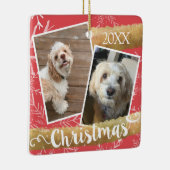 カスタム2枚の写真クリスマス セラミックオーナメント (右)