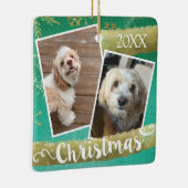 カスタム2枚の写真クリスマス セラミックオーナメント (右)