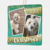 カスタム2枚の写真クリスマス セラミックオーナメント (左)