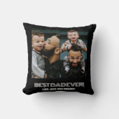 カスタム2枚の写真コラージュ最高のパパ クッション (正面)