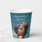 カスタム2枚の写真バースデーパーティーセルフィー写真 紙コップ (裏面)