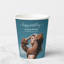 カスタム2枚の写真バースデーパーティーセルフィー写真 紙コップ