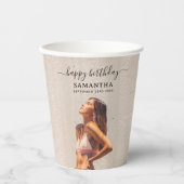 カスタム2枚の写真バースデーパーティーセルフィー写真 紙コップ (正面)