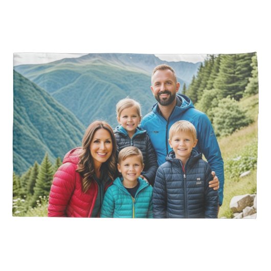 カスタム2枚の写真ファミリ 枕カバー (裏面)