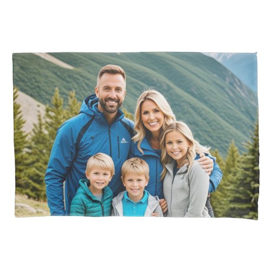 カスタム2枚の写真ファミリ 枕カバー (正面)