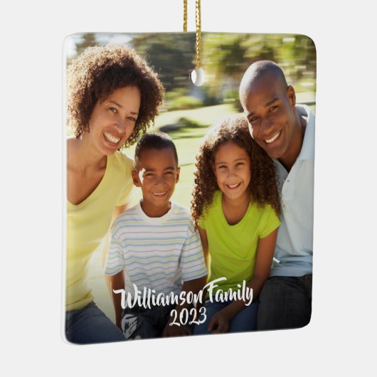 カスタム2枚の写真2面の家族の写真モダン セラミックオーナメント (右)
