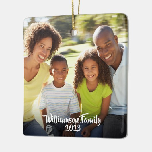 カスタム2枚の写真2面の家族の写真モダン セラミックオーナメント (左)