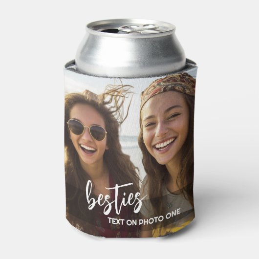 カスタム2枚の写真 – カスタム文字- Besties 缶クーラー (缶正面)
