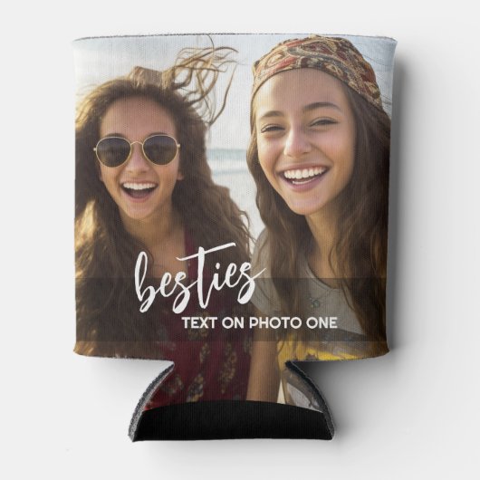 カスタム2枚の写真 – カスタム文字- Besties 缶クーラー (正面)