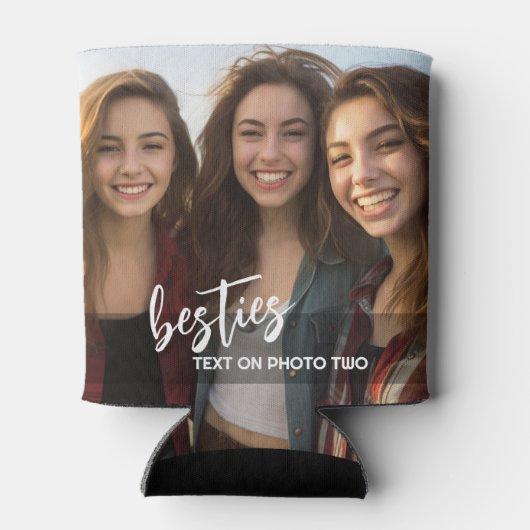 カスタム2枚の写真 – カスタム文字- Besties 缶クーラー (裏面)